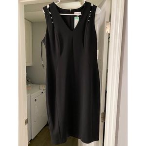 Calvin Klein Black Shift Dress with Pearl Detail